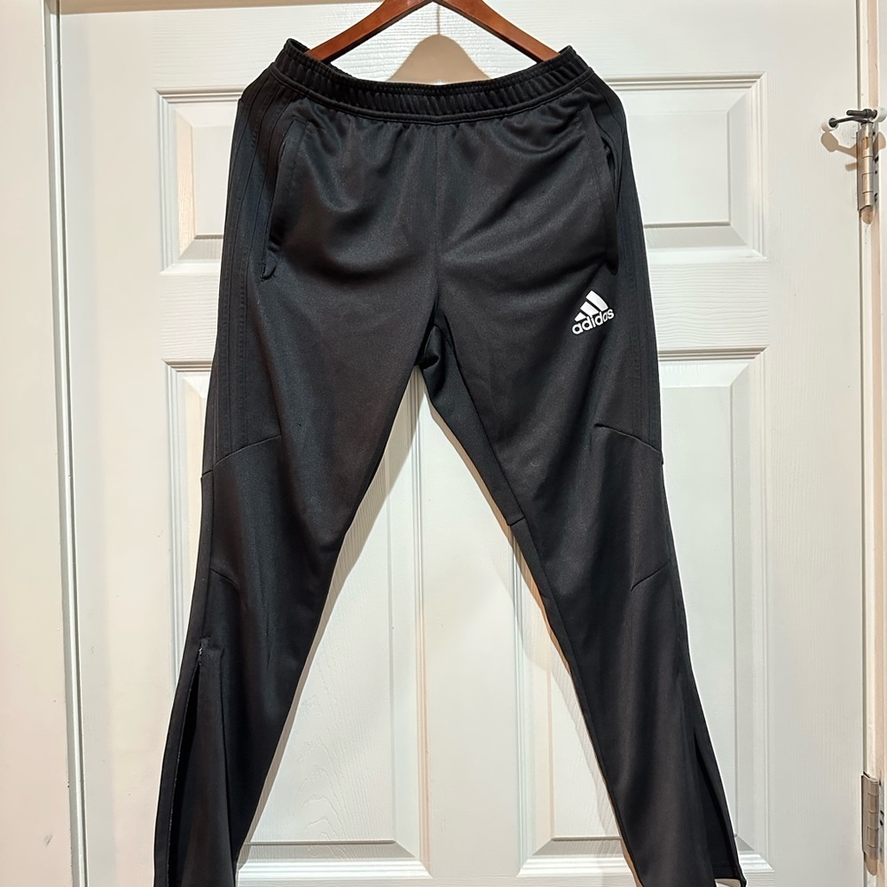 Adidas Black Track Pants with Tapered Leg and Elastic Waistband